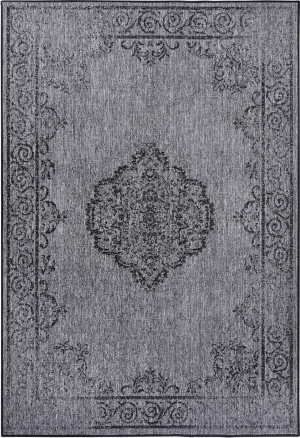 Dywan dwustronny, płasko tkany, sznurkowy, zewnętrzno-wewnętrzny Bougari Cebu, czarny 160x230
