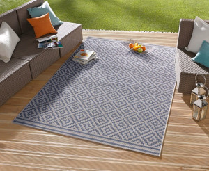 CHODNIK 80x200cm-NORTHRUGS MEADOW ,płasko tkany typu sizal, sznurkowy kremowo niebieski kolor