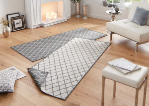 Chodnik dwustronny szary , płasko tkany, sznurkowy, zewnętrzno-wewnętrzny Bougari 80x250cm