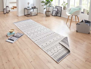 Chodnik dwustronny szary , płasko tkany, sznurkowy, zewnętrzno-wewnętrzny Bougari 80x250cm