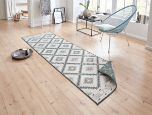 Chodnik dwustronny zielony , płasko tkany, sznurkowy, zewnętrzno-wewnętrzny Bougari 80x250cm