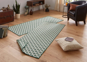 Chodnik dwustronny zielony , płasko tkany, sznurkowy, zewnętrzno-wewnętrzny Bougari NIZZA 80x250cm
