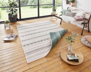 Chodnik dwustronny zielony , płasko tkany, sznurkowy, zewnętrzno-wewnętrzny Bougari 80x250cm