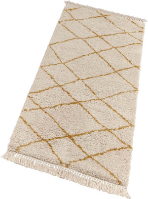 Gruby chodnik boho z frędzlami typu SHAGGY, beżowo-żółty Mint Rugs 80x200cm