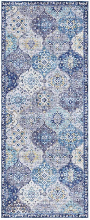 Chodnik granatowy płasko tkany w stylu VINTAGE ,Elle Decor Kashmir Ghon 80x200cm