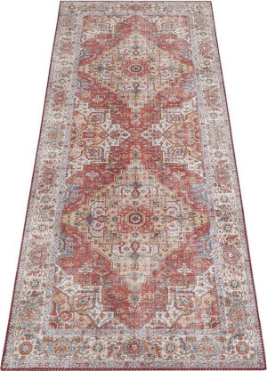 Chodnik czerwony płasko tkany w stylu VINTAGE ,Nouristan Sylla 80x200cm