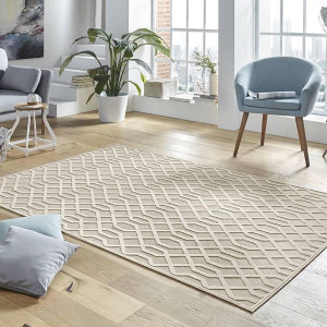 Ekskluzywny chodnik z wiskozy, tłoczony efekt 3D. kolor beżowy MINT RUGS Caine 80x125cm