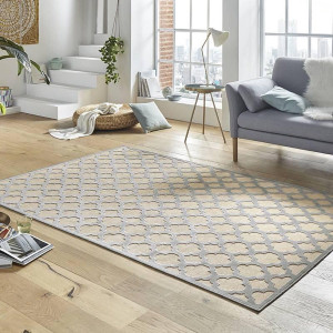 Ekskluzywny chodnik z wiskozy, tłoczony efekt 3D. kolor beżowy MINT RUGS Bryon 80x125cm