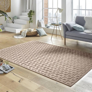 Ekskluzywny chodnik z wiskozy, tłoczony efekt 3D. kolor brązowy MINT RUGS Bouton 80x125cm