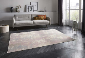 Ekskluzywny chodnik z wiskozy, tłoczony efekt 3D. kolor pudrowy róż MINT RUGS Allier 80x125cm