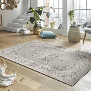 Ekskluzywny chodnik z wiskozy, tłoczony efekt 3D. kolor szary MINT RUGS Willow 80x125cm