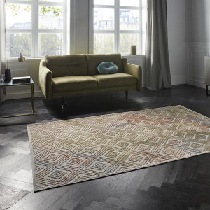 Ekskluzywny chodnik z wiskozy, tłoczony efekt 3D. kolor beżowy MINT RUGS Shine 80x125cm