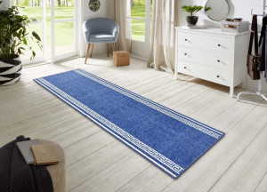 Chodnik na korytarz, przedpokój 80x300cm-Hanse Home z krótkim miękkim włosem, niebiesko kremowy
