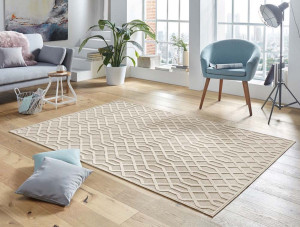 Ekskluzywny chodnik z wiskozy, tłoczony efekt 3D. kolor beżowy MINT RUGS Caine 80x250cm
