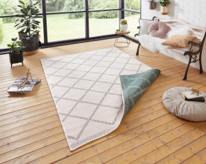 Chodnik dwustronny zielono-beżowy , płaskotkany, sznurkowy, zewnętrzno-wewnętrzny Bougari Corscia 80x350cm