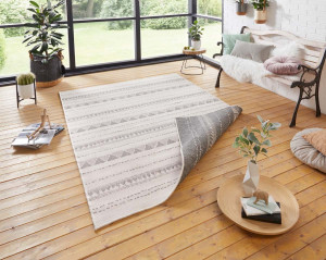 Chodnik dwustronny szary , płaskotkany, sznurkowy, zewnętrzno-wewnętrzny Bougari Bahamas 80x350cm
