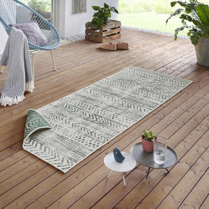 Chodnik dwustronny zielony , płaskotkany, sznurkowy, zewnętrzno-wewnętrzny Bougari Biri 80x350cm