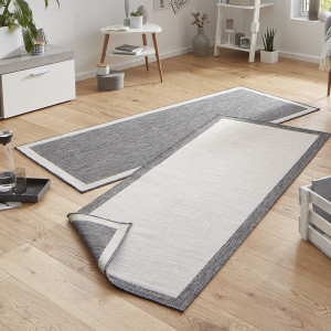 Chodnik dwustronny szary , płaskotkany, sznurkowy, zewnętrzno-wewnętrzny Bougari Panama 80x350cm