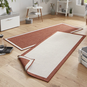 Chodnik dwustronny rudy , płaskotkany, sznurkowy, zewnętrzno-wewnętrzny Bougari Panama 80x350cm