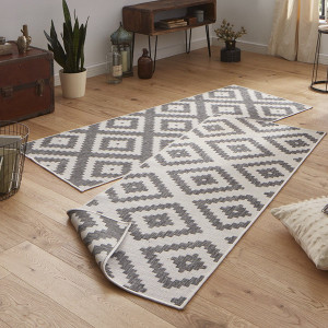 Chodnik dwustronny szary , płaskotkany, sznurkowy, zewnętrzno-wewnętrzny Bougari Malta 80x350cm