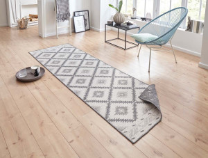 Chodnik dwustronny szary , płaskotkany, sznurkowy, zewnętrzno-wewnętrzny Bougari Malibu 80x350cm