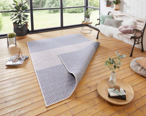 Chodnik dwustronny niebieski , płaskotkany, sznurkowy, zewnętrzno-wewnętrzny Bougari Borneo 80x350cm