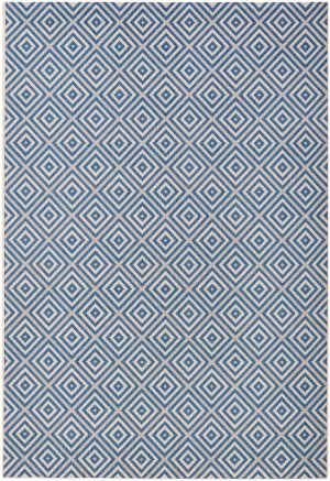Dywan niebieski płasko tkany sizal, zewnętrzno-wewnętrzny Bougari Karo 80x150cm