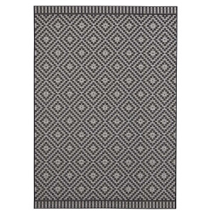 Dywan czarno-biały płasko tkany sizal, zewnętrzno-wewnętrzny Tapeso Breeze 80x150cm
