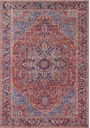 Dywan orientalny do salonu 120x160 Nouristan AMATA , niebiesko czerwony wzór płasko tkany