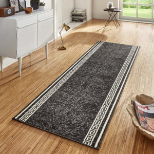 Chodnik z miękkim krótkim włosem,kolor czarny 80x400 Hanse HOME