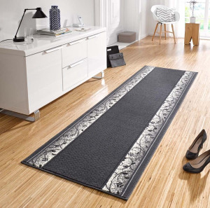 Chodnik z miękkim krótkim włosem,kolor czarny 80x400 Hanse HOME