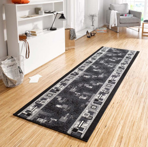 Chodnik z miękkim krótkim włosem,kolor czarny 80x450 Hanse HOME