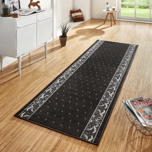Chodnik z miękkim krótkim włosem,kolor czarny 80x450 Hanse HOME