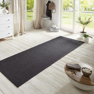 Chodnik czarny płasko tkany sizal, zewnętrzno-wewnętrzny Hanse Home 80x450cm
