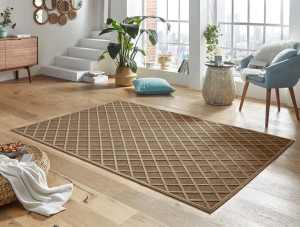 Ekskluzywny chodnik z wiskozy, tłoczony efekt 3D. kolor brązowy MINT RUGS DANTON 80x250cm