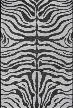 Dywan czarno-biały płasko tkany sizal,zewnętrzno- wewnętrzny Tapeso 120x170cm