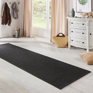 Chodnik czarny płasko tkany,sizal zewnętrzno-wewnętrzny, HANSE HOME 80x500cm
