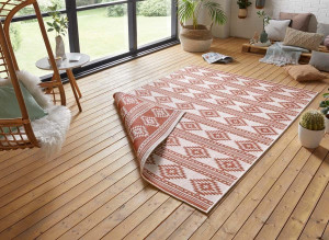 Chodnik dwustronny beżowo-rudy , płasko tkany, sznurkowy, zewnętrzno-wewnętrzny Bougari Maple 80x250cm