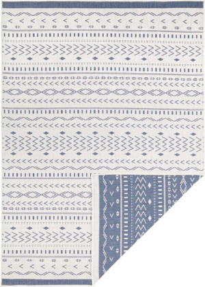 Dywan dwustronny, płasko tkany, sznurkowy, zewnętrzno-wewnętrzny Bougari Kuba, beżowo-niebieski 160x230cm