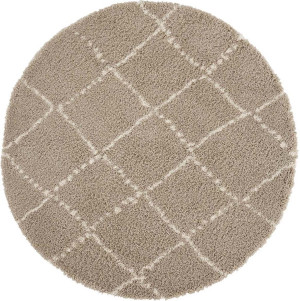 Brązowy gruby dywan SHAGGY boho Mint Rugs Hash koło 160cm