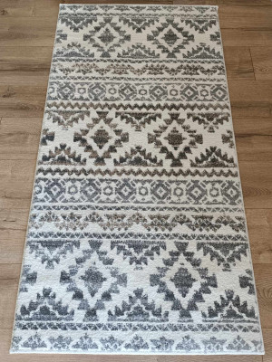 Gruby, tani, miękki dywan nowoczesny, szaro- beżowy 80x150cm