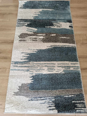 Gruby , tani, miękki dywan nowoczesny, beżowo-niebieski 80x150cm