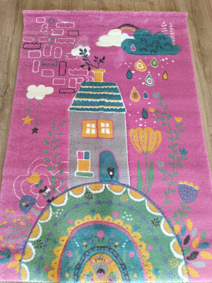 Gruby, tani, miękki dywan nowoczesny, różowy 120x170cm