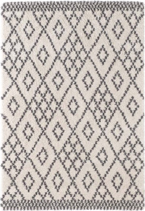 Kremowo-szary gruby dywan SHAGGY boho, Mint Rugs Chess 80x150cm
