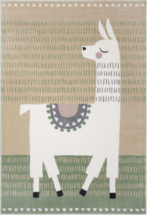 Dywan dziecięcy beżowo-zielony. LAMA- HANSE HOME 80x150cm