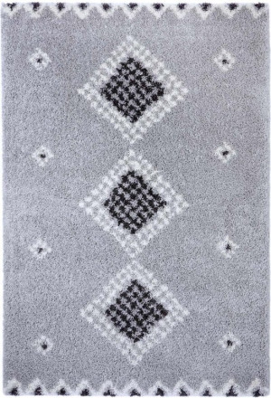 Szary gruby dywan do salonu Shaggy,wzór boho Mint Rugs Cassia 200x290cm