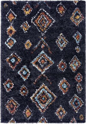 Grafitowy gruby dywan SHAGGY do salonu,wzór boho, Mint Rugs Phoenix 120x170cm