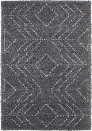 Szaro kremowy gruby dywan SHAGGY, wzór boho, Mint Rugs Toboso 120x170cm