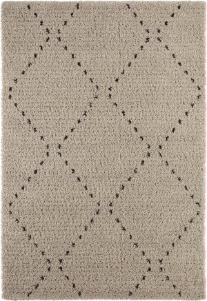 Beżowo czarny gruby dywan SHAGGY do salonu,wzór boho Mint Rugs Basay 80x150cm