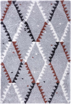 Szary gruby dywan SHAGGY, wzór boho, Mint Rugs Lark 80x150cm